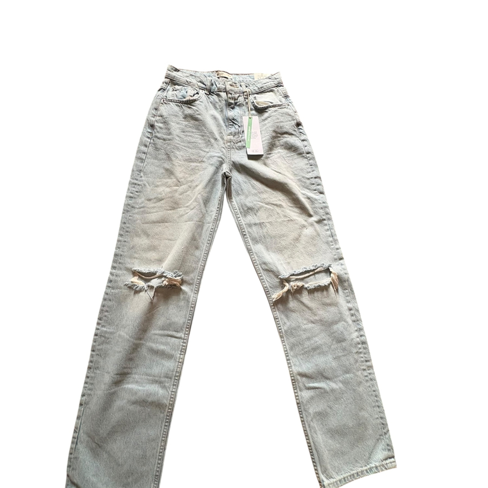 G Perfect Jeans Light Wash Distressed High Rise Wide Leg Jeans Size 34 NWT